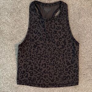 Athleta Black and Olive Leopard Print Crop Tank Top. Size XS